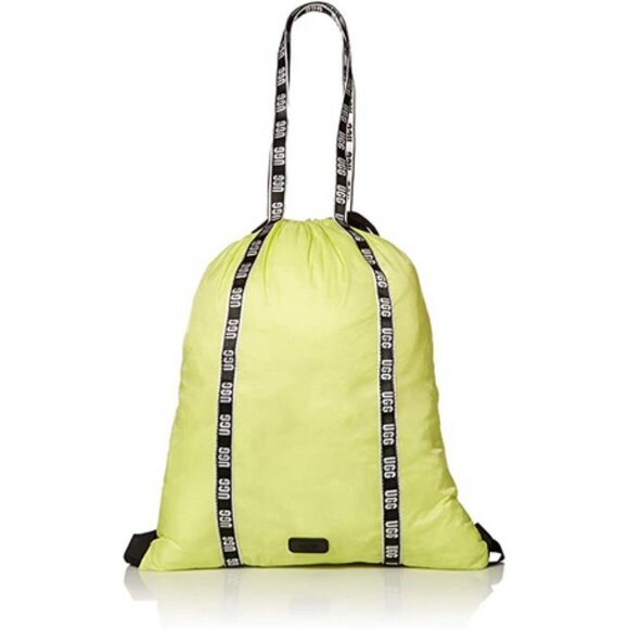 NWT UGG lime green, black & silver logo parachute convertible backpack tote bag - Picture 3 of 12
